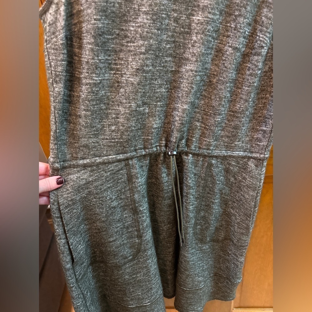 W By Worth Heather Green Sleevless Wool Knit Dress Mock Neck Drawstring Waist - Picture 10 of 13